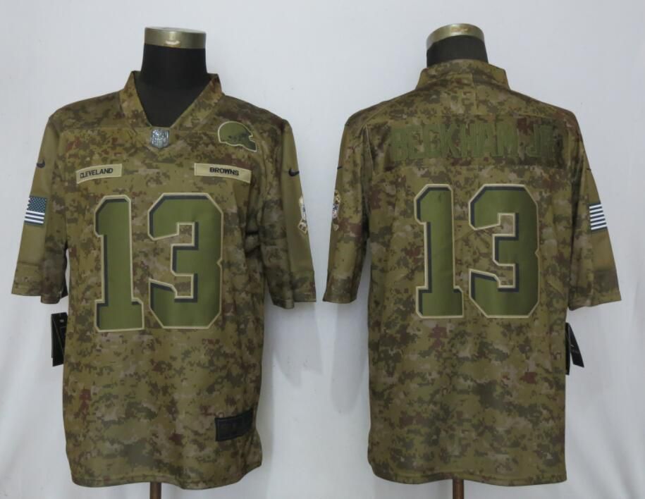 Men Nike Cleveland Browns #13 Beckham jr Camo Salute to Service Limited Jersey->cleveland browns->NFL Jersey
